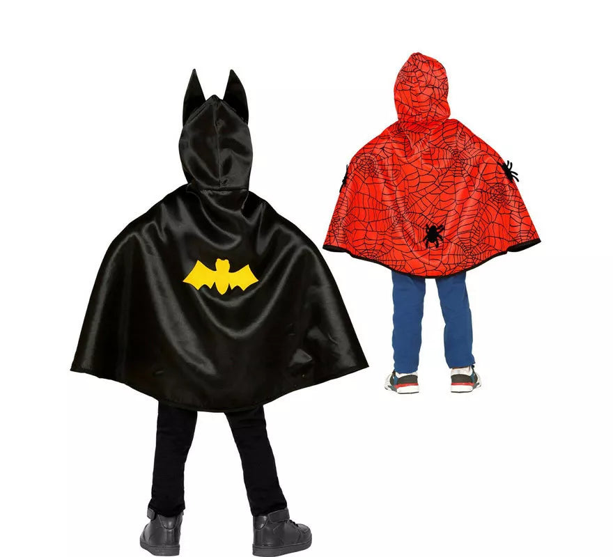 Translation missing: fr.Disfraz o Poncho reversible:Super Héroe Araña y Murciélago Infantil