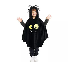 Déguisement ou poncho d'Araignée noire avec capuche pour bébé et enfant
