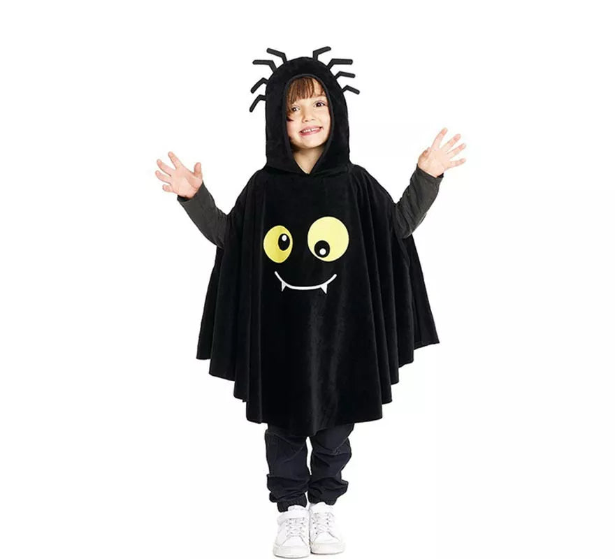Translation missing: fr.Disfraz o Poncho Spider negro con capucha para bebé y niños