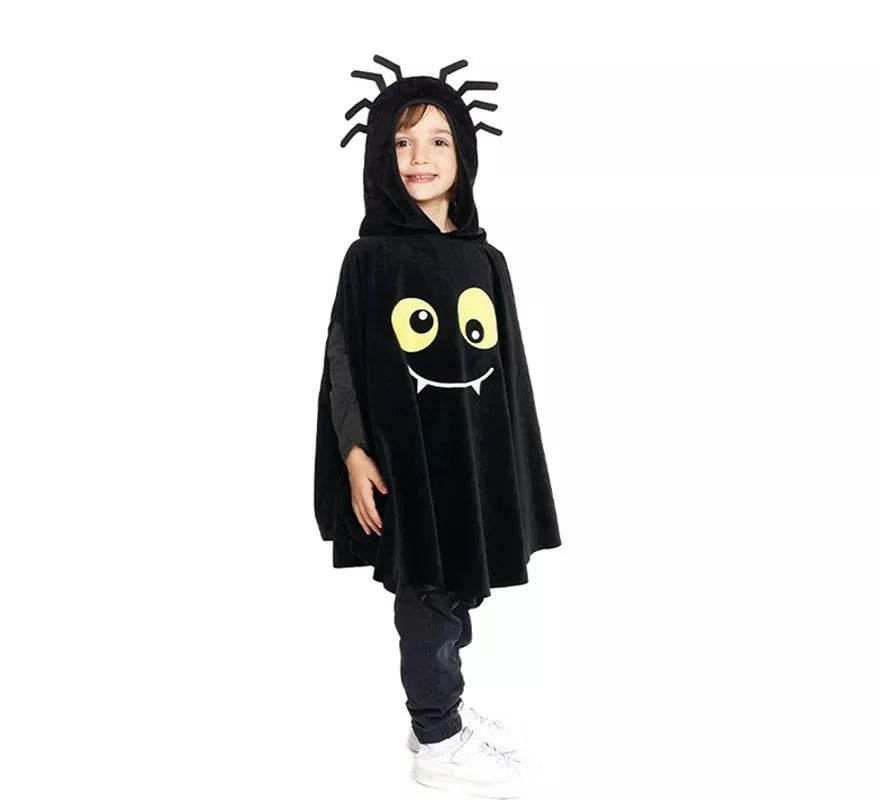 Translation missing: fr.Disfraz o Poncho Spider negro con capucha para bebé y niños