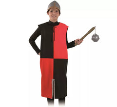 Costume ou tunique de guerrier médiéval rouge et noir pour enfant