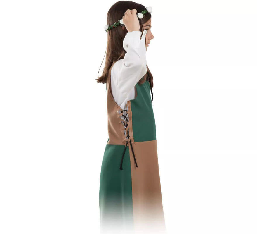 Translation missing: fr.Disfraz o Túnica Marrón y Verde Medieval para niña