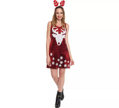 Robe ou costume de renne à paillettes pour femme