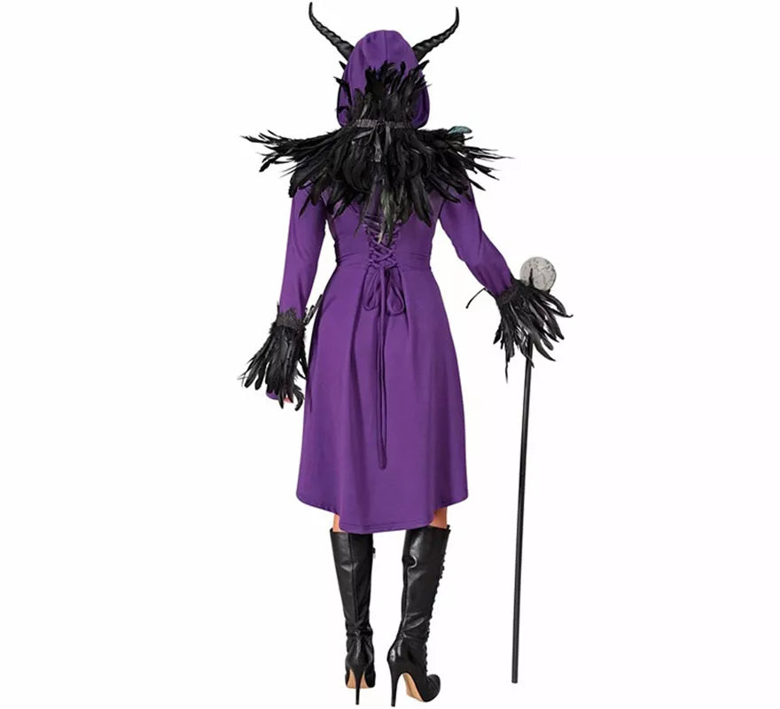 Translation missing: fr.Disfraz o Vestido Medieval morado con Capucha para mujer