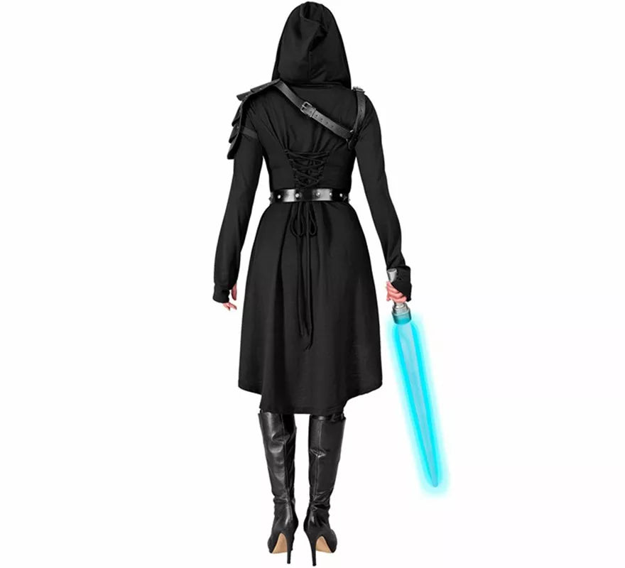 Translation missing: fr.Disfraz o Vestido Medieval negro con Capucha para mujer