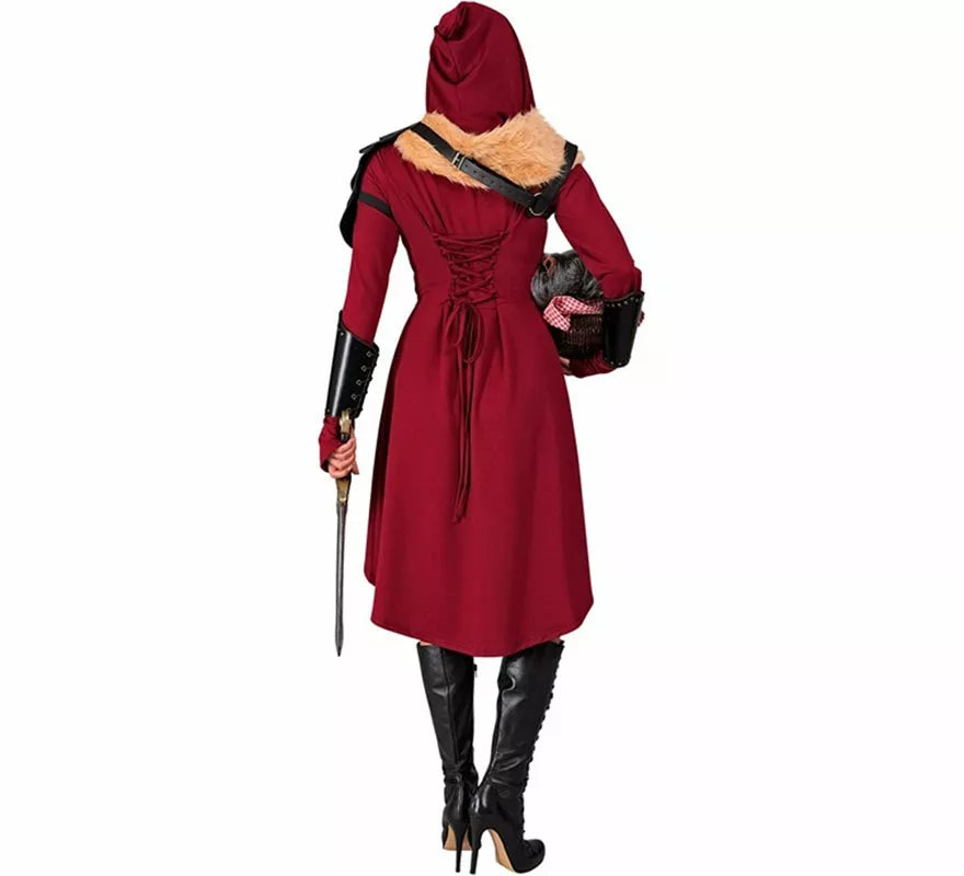 Translation missing: fr.Disfraz o Vestido Medieval rojo con Capucha para mujer