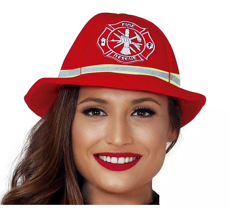 Translation missing: fr.Disfraz para mujer de Bombera rojo con bandas reflectantes