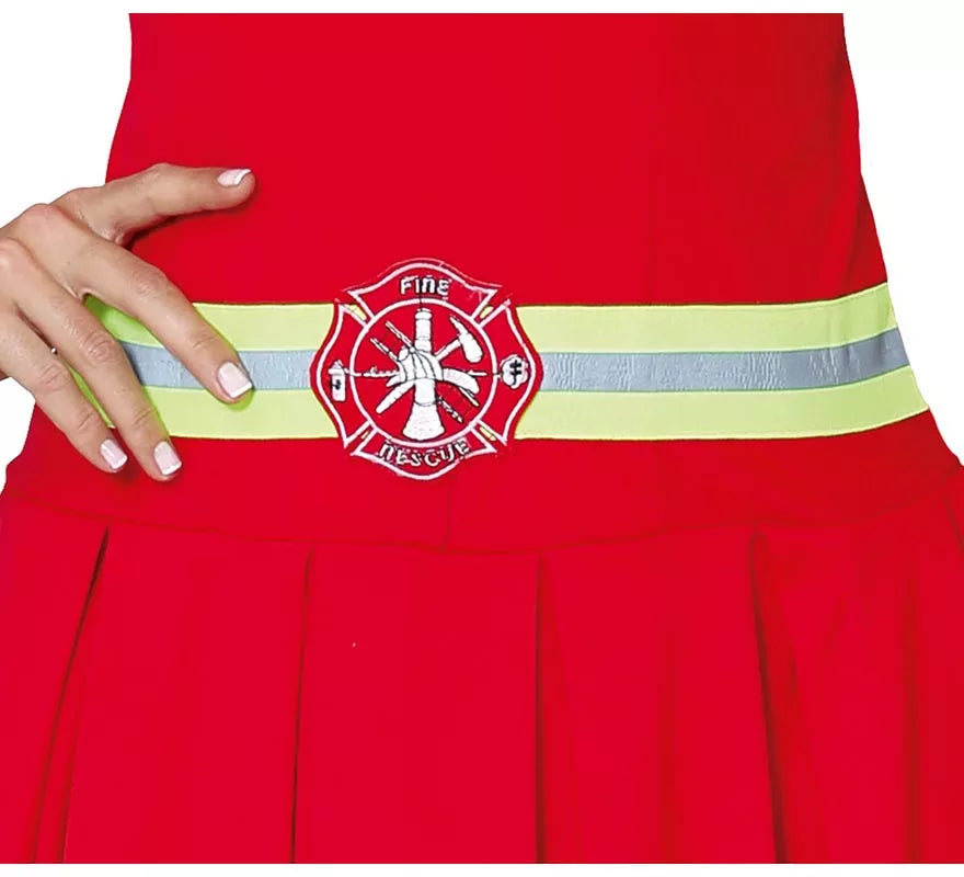 Translation missing: fr.Disfraz para mujer de Bombera rojo con bandas reflectantes