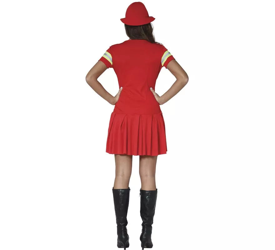 Translation missing: fr.Disfraz para mujer de Bombera rojo con bandas reflectantes