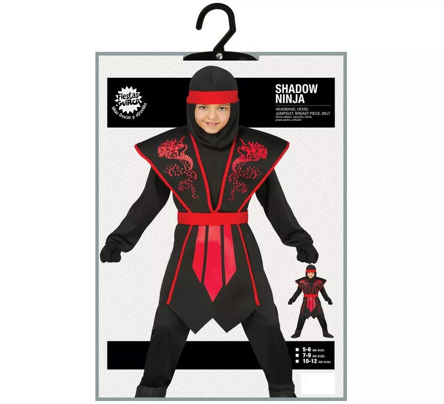 Translation missing: fr.Disfraz Shadow Ninja Negro y Rojo para Niños
