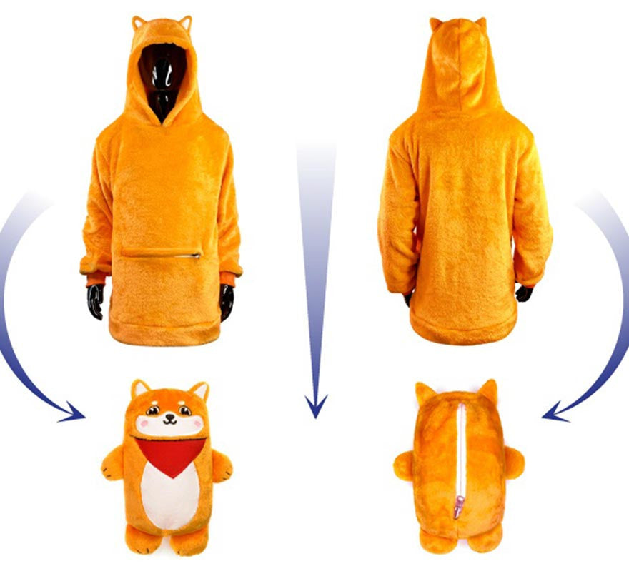 Translation missing: es.Disfraz Sudadera Peluche Aitor Akita naranja para adulto