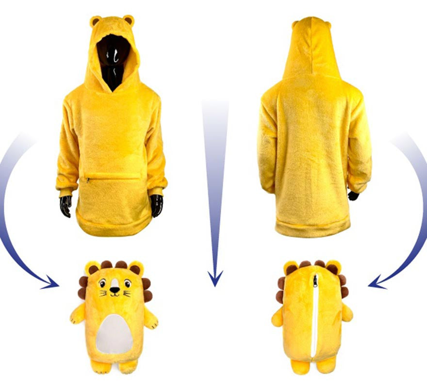 Disfraz Sudadera Peluche Lorenzo León para adultos