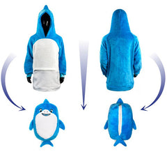 Déguisement sweat-shirt en peluche requin bleu sable pour enfants