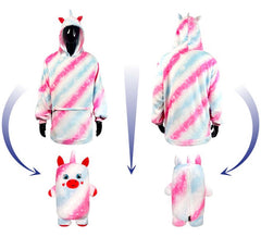 Déguisement sweat-shirt en peluche licorne Uri enfant