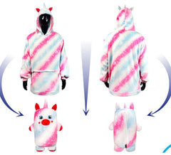 Déguisement sweat-shirt en peluche licorne Uri pour adultes