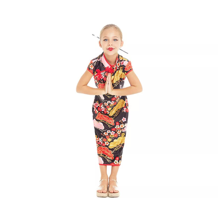Disfraz Vestido Chino estilo Qipao Shangái Floral para niña