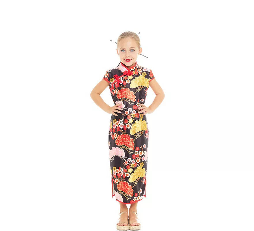 Translation missing: fr.Disfraz Vestido Chino estilo Qipao Shangái Floral para niña