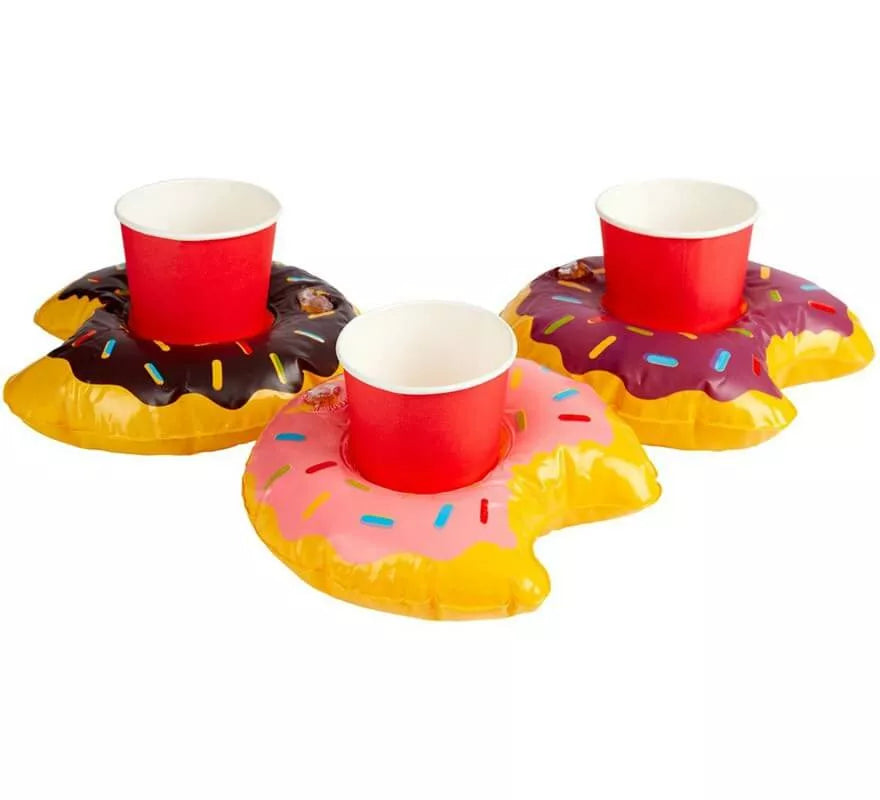 Translation missing: fr.Donut inflabe porta bebidas en 3 colores surtidos de 20 cm