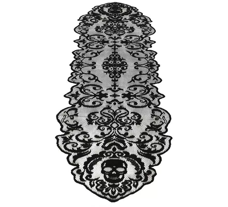 Translation missing: fr.Encaje Calaveras para Mesa negro de 180x35 cm