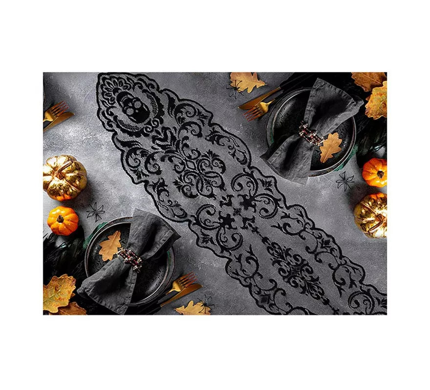 Translation missing: fr.Encaje Calaveras para Mesa negro de 180x35 cm