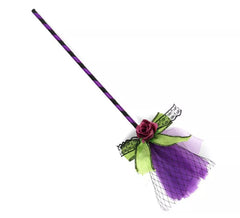 Balai de sorcière violet avec tulle 40 cm