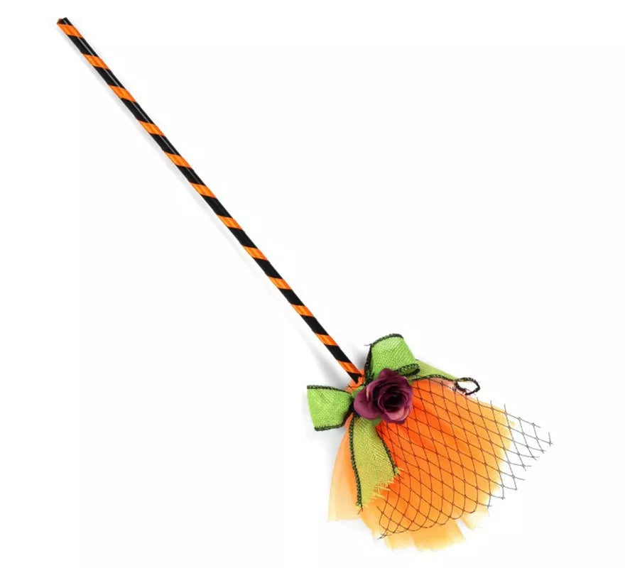 Translation missing: fr.Escoba de Bruja naranja con tul de 40 cm