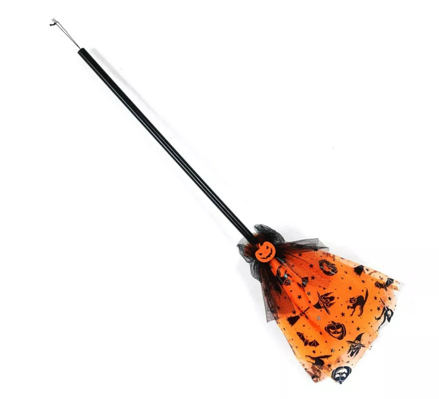 Translation missing: fr.Escoba de Bruja naranja con tul de 90 cm