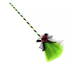 Balai de sorcière vert avec tulle 40 cm