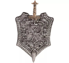 Bouclier de chevalier médiéval avec croix et épée 38x60 cm