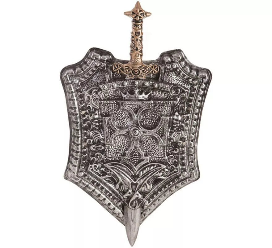 Translation missing: fr.Escudo con Cruz y Espada Caballero Medieval de 38x60 cm