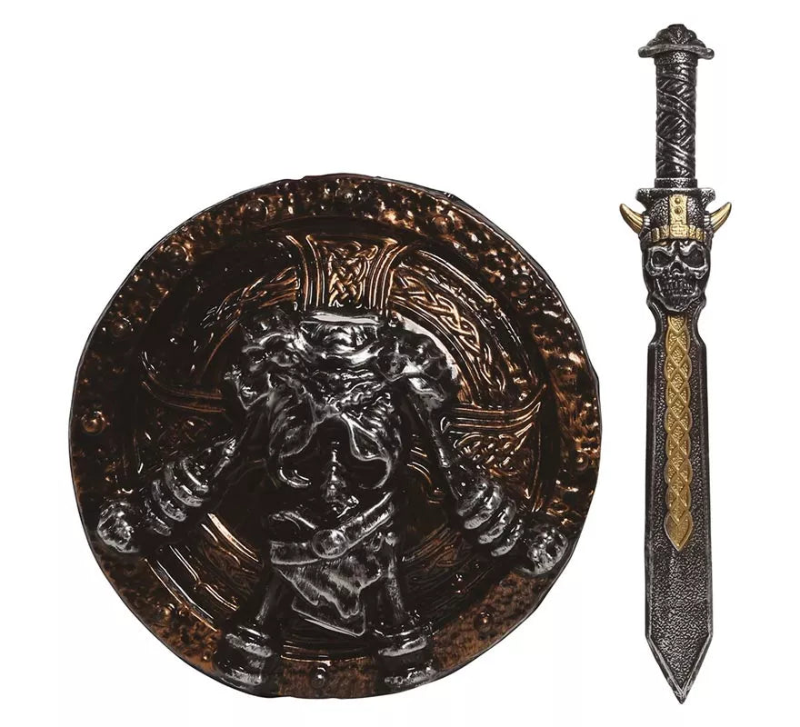 Translation missing: fr.Espada de 57 cm y Escudo de 45 cm de Guerrero Esqueleto