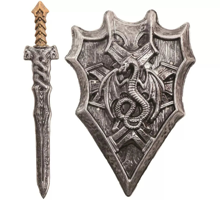 Translation missing: fr.Escudo con Cruz y Espada Caballero Medieval de 38x60 cm