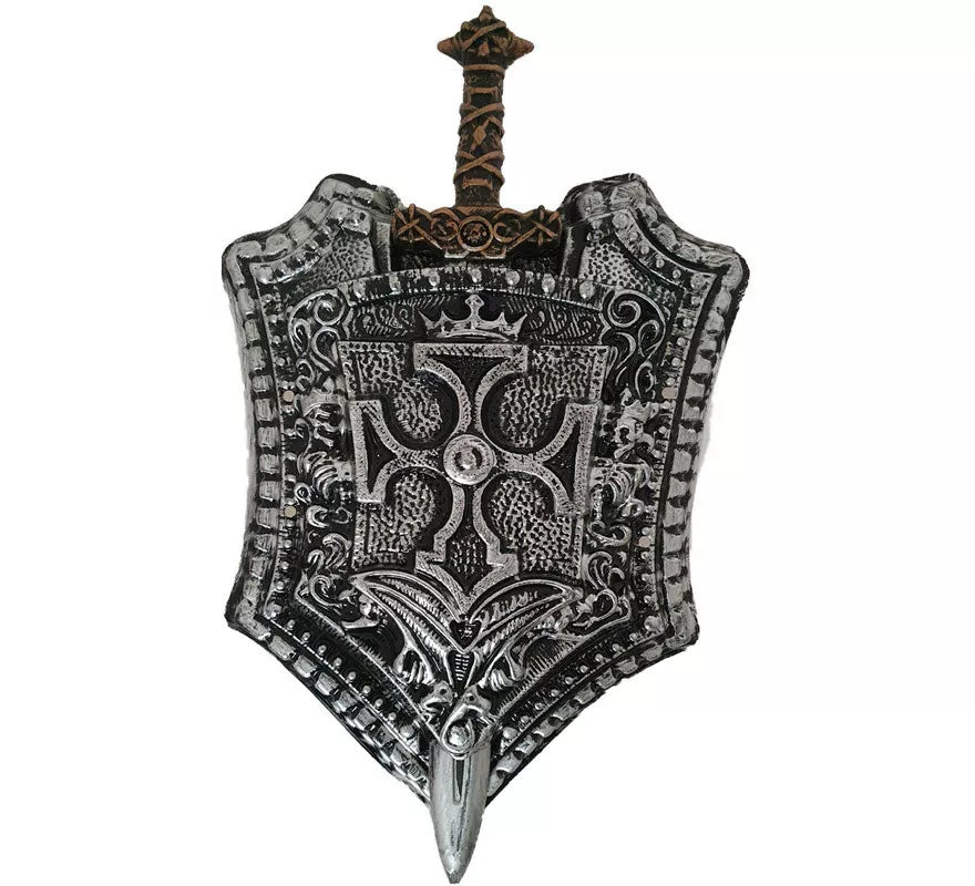 Translation missing: fr.Escudo con Cruz y Espada Caballero Medieval de 38x60 cm