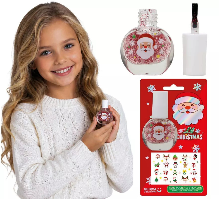 Translation missing: fr.Esmalte de Uñas con Purpurina y Pegatinas Navideñas
