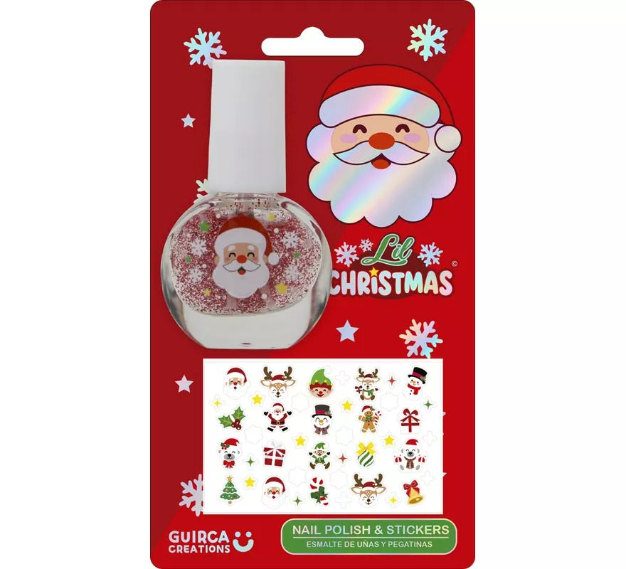 Translation missing: fr.Esmalte de Uñas con Purpurina y Pegatinas Navideñas
