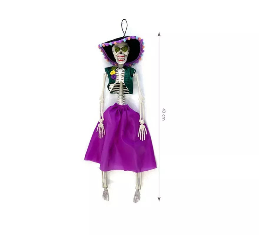 Translation missing: fr.Esqueleto de Catrina púrpura de 40 cm