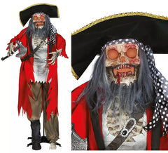 Squelette de pirate avec lumière, son et mouvement 190 cm