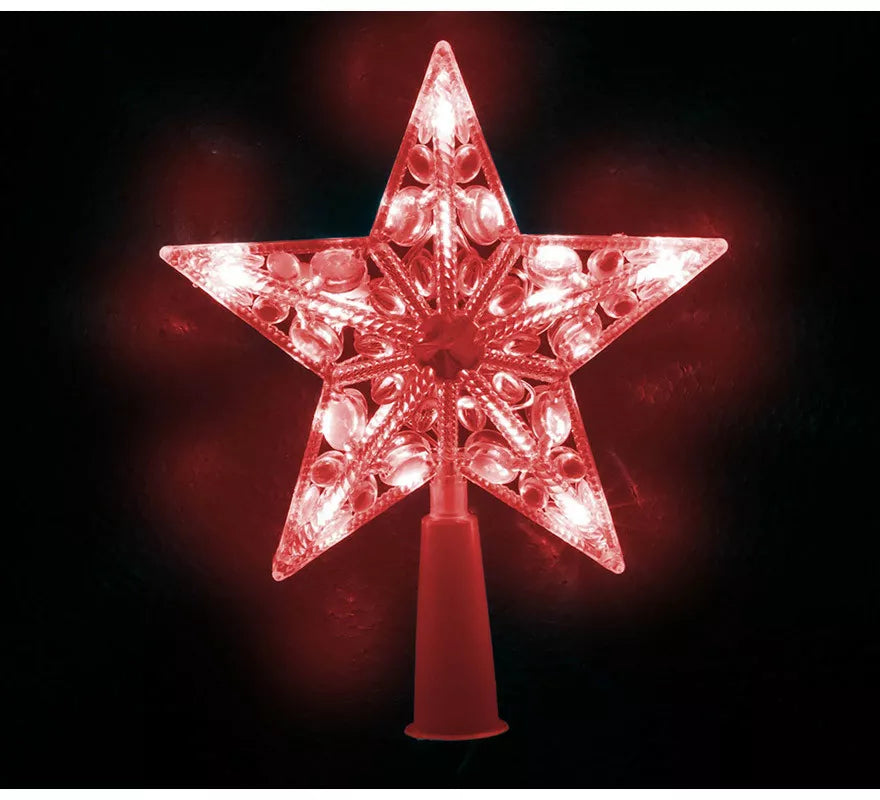 Translation missing: fr.Estrella de Árbol de Remate de 10 Led Rojo con Pilas