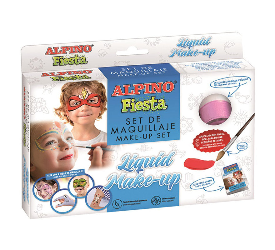 Translation missing: fr.Set Maquillaje Líquido Fiesta: 8 colores x 10gr, pincel y folleto