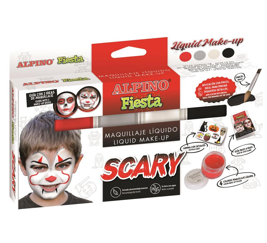 Translation missing: fr.Set Maquillaje Scary Líquido: 4 colores x 10g, pincel, tatuajes y folleto