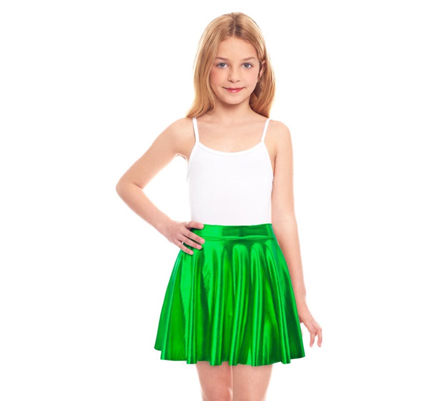 Translation missing: fr.Falda de Vuelo verde metalizada para niña