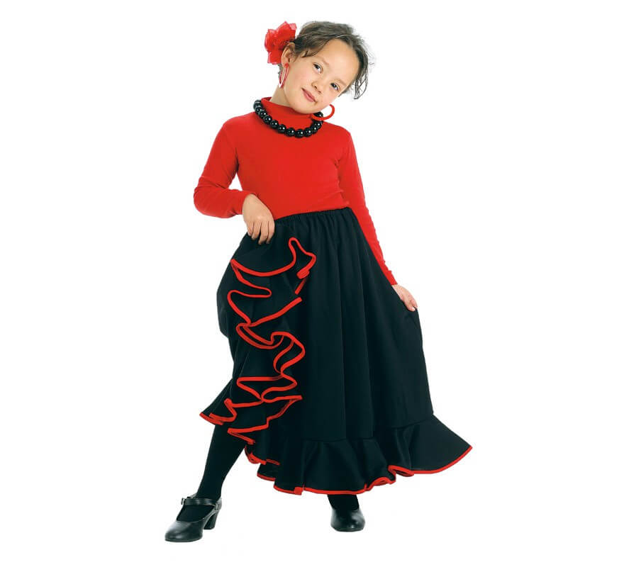 Translation missing: fr.Falda Flamenca o Rociera negra para niña