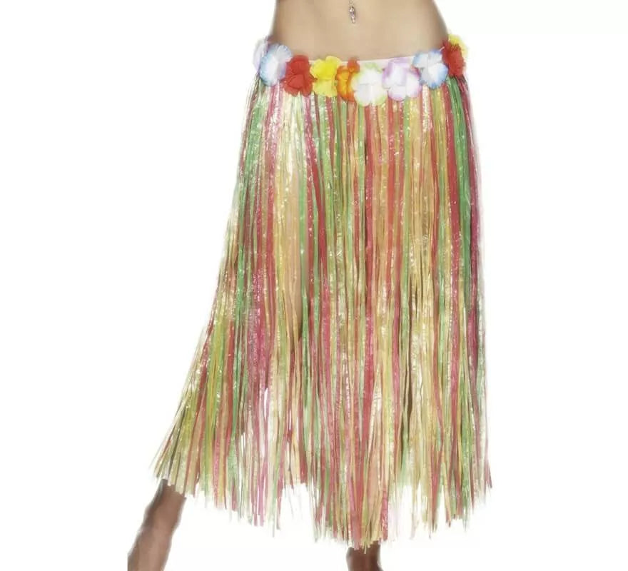 Translation missing: fr.Falda Hawaiana Larga multicolor con flores 79cm
