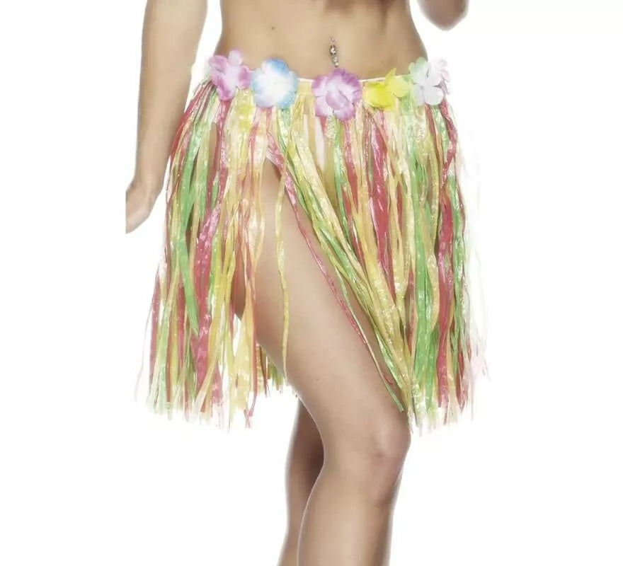 Translation missing: fr.Falda Hawaiana multicolor con flores 46cm
