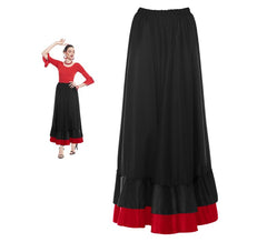 Jupe Sevillana double volants noire et rouge pour femme