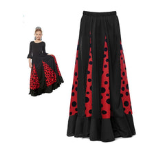 Jupe Sévillane à Quillas noires et rouges et à pois noirs pour filles