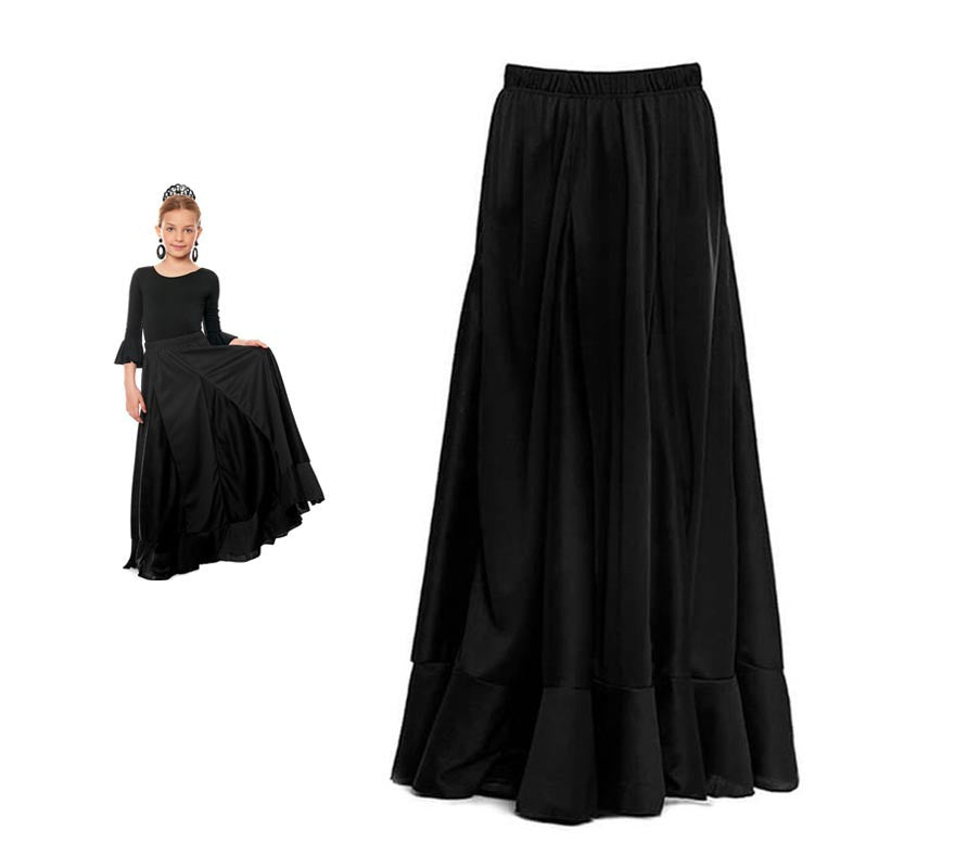 Translation missing: fr.Falda Sevillana de Quillas negro para niña
