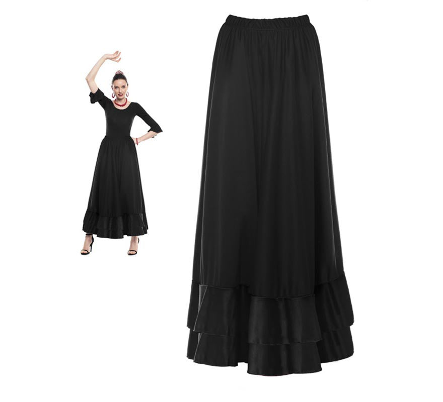 Translation missing: fr.Falda Sevillana doble Volante negro para mujer