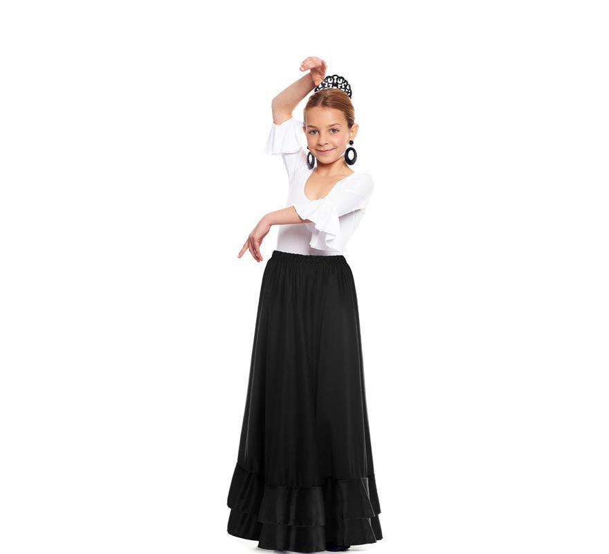 Translation missing: fr.Falda Sevillana doble Volante negro para niña