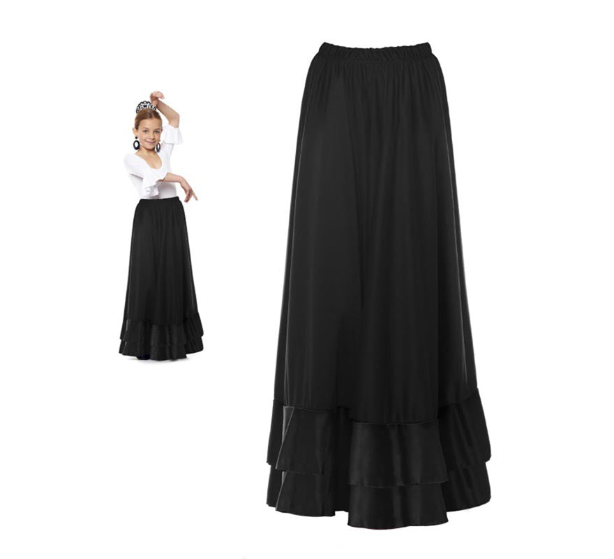 Translation missing: fr.Falda Sevillana doble Volante negro para niña